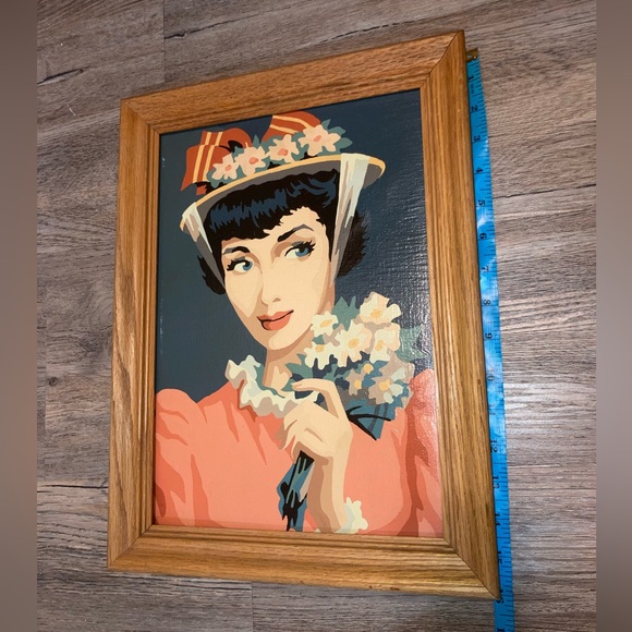 Vtg 1950’s Mid Century PBN Paint By Number Parisian Woman Coquette Paintings x2 - Picture 11 of 16